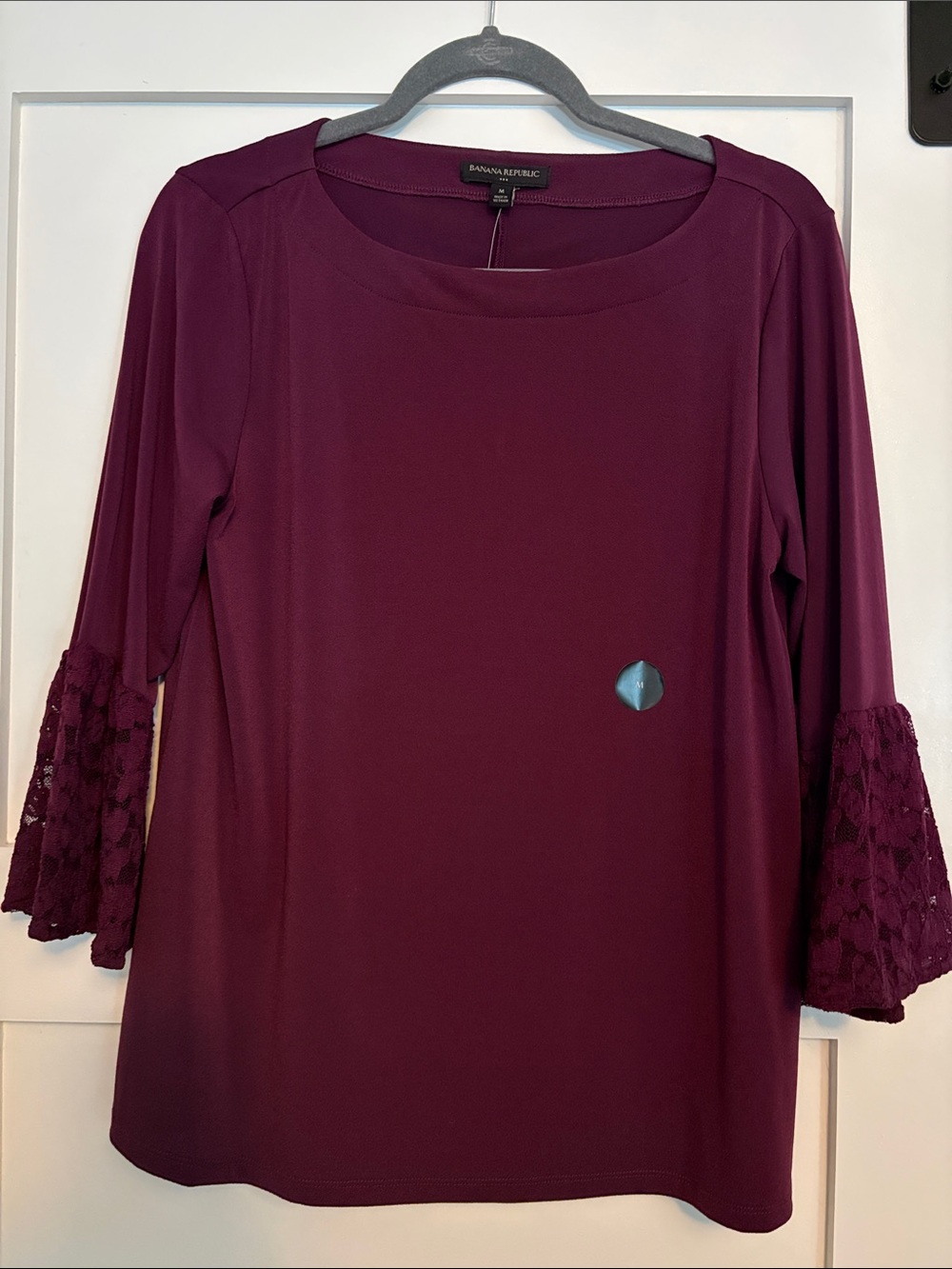 Banana Republic Plum Lace Bell-Sleeve Top